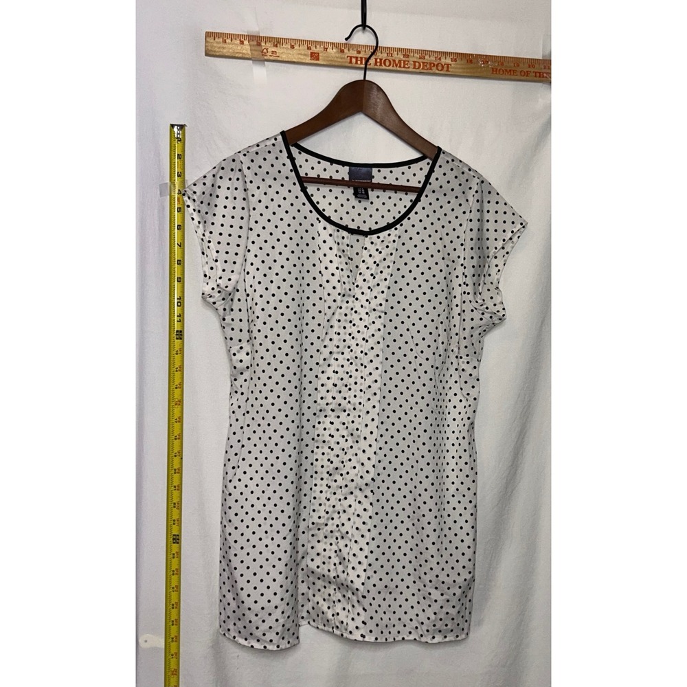Motherhood Maternity Polka Dot Short Sleeve Button Front Blouse‎ Women L
